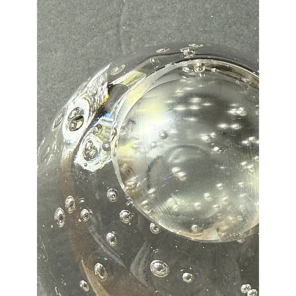 Art Deco Hand Blown Controlled Bubble Bowl Art Glass Trinket Dish Clear